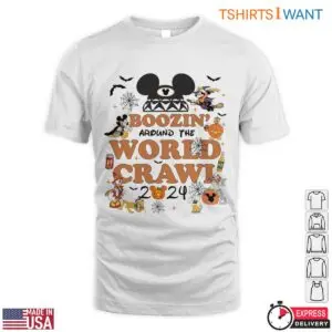 Disney Drinking 2024 T Shirt E28093 Boozin Around the World Crawl Halloween Graphic Tee 1.jpg