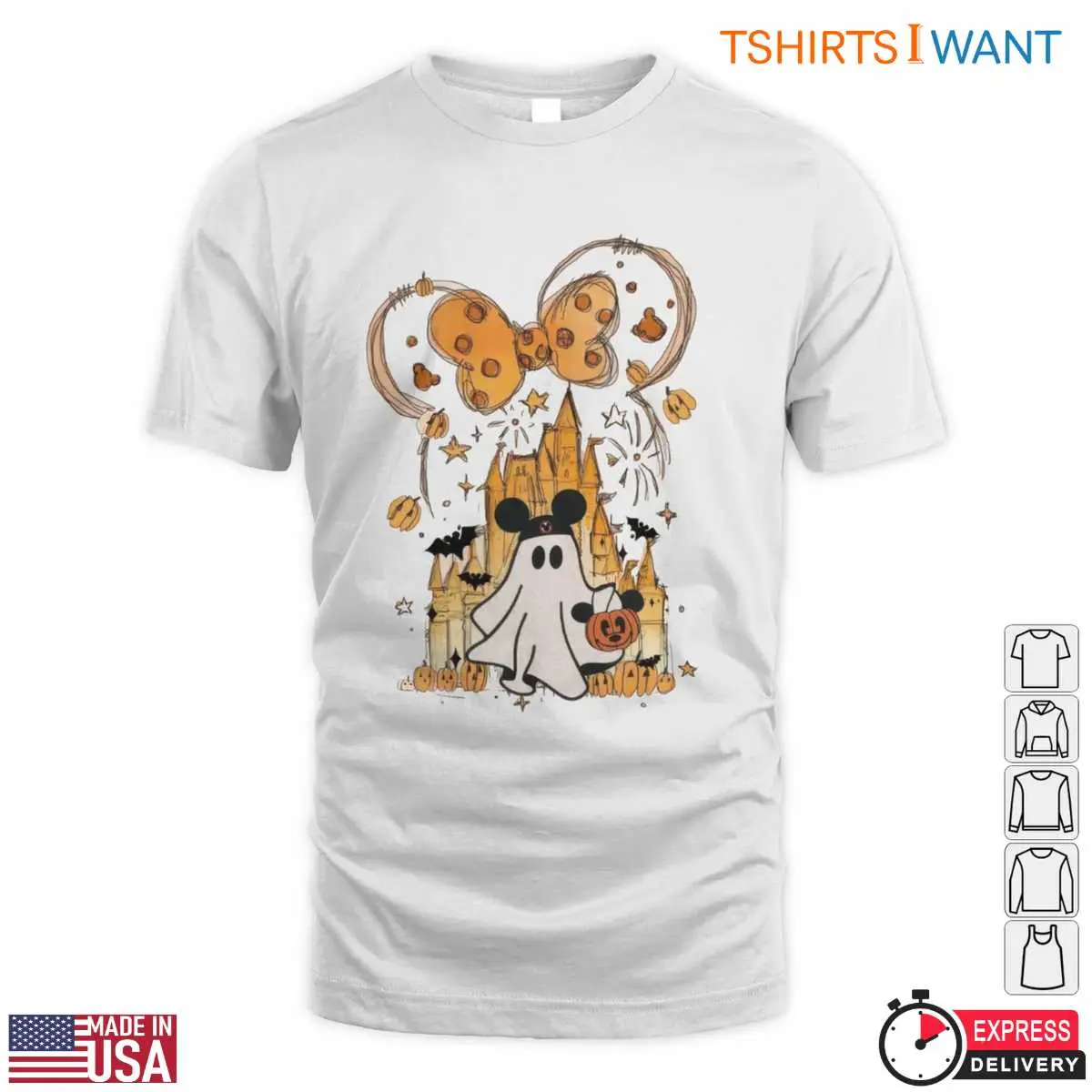 Disney Halloween Castle T Shirt E28093 Watercolor Ghost and Pumpkin Mickey Graphic Tee 1.jpg
