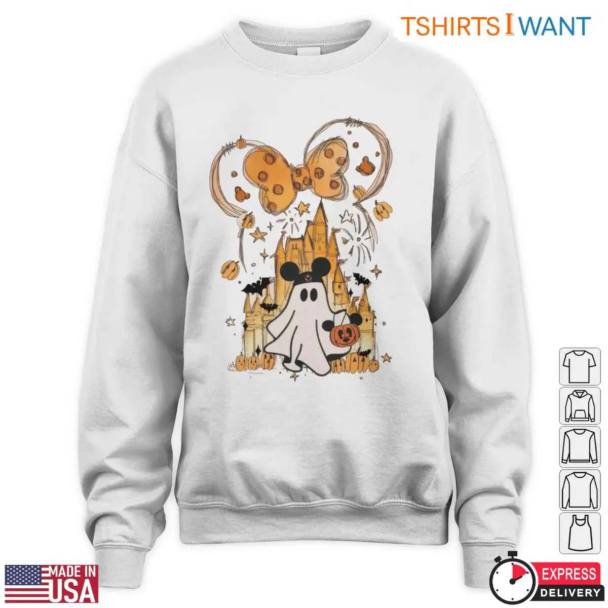 Disney Halloween Castle T Shirt E28093 Watercolor Ghost and Pumpkin Mickey Graphic Tee 2.jpg