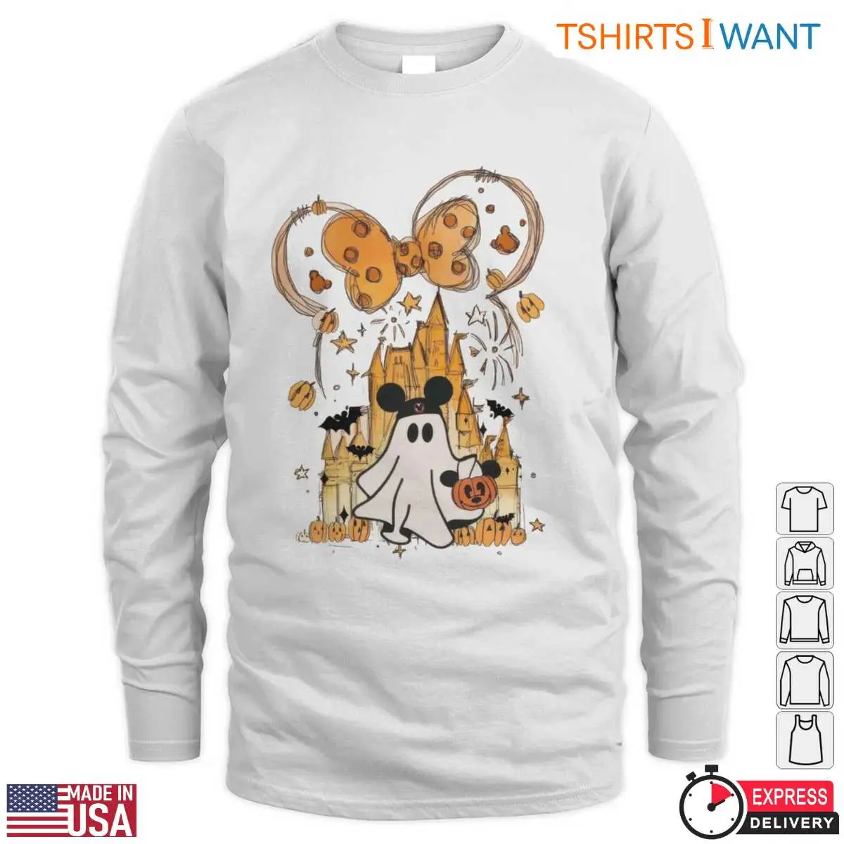 Disney Halloween Castle T Shirt E28093 Watercolor Ghost and Pumpkin Mickey Graphic Tee 4.jpg