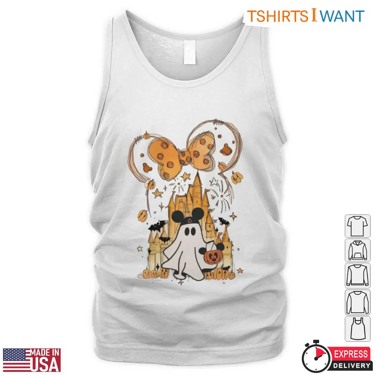 Disney Halloween Castle T Shirt E28093 Watercolor Ghost and Pumpkin Mickey Graphic Tee 5.jpg
