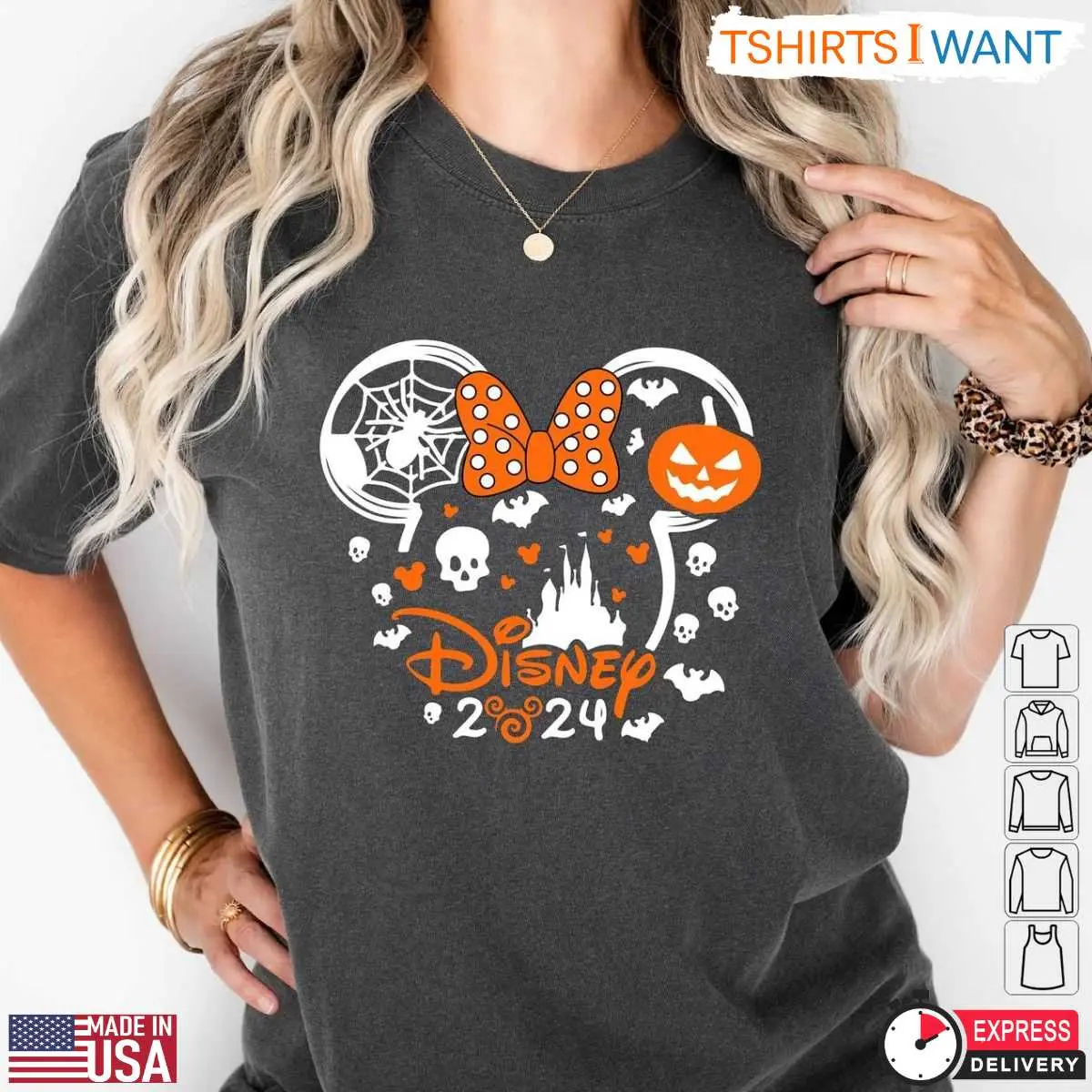 Disney World Halloween Shirt 2024 Cute Minnie Mouse Pumpkin and Castle Graphic Tee 2 1 1.jpg