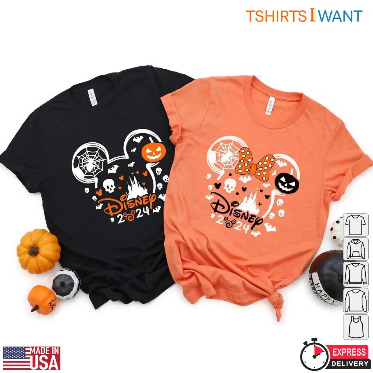 Disney World Halloween Shirt 2024 Cute Minnie Mouse Pumpkin and Castle Graphic Tee 4 1 1.jpg