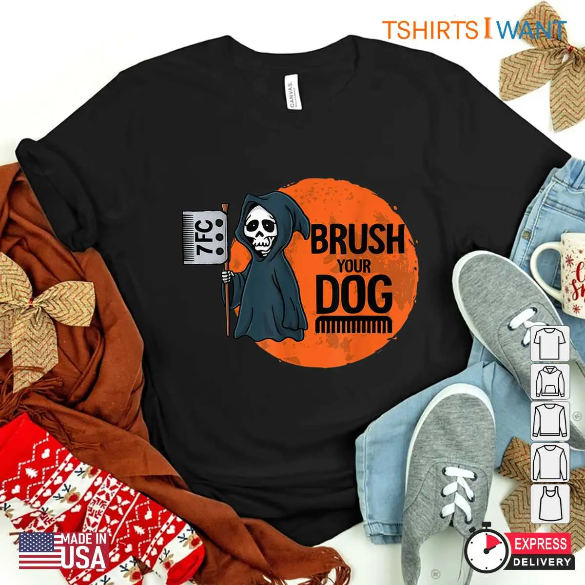 Dog Grooming Halloween: Dog Groomer Brush Your Dog Reaper Halloween Shirt 8 Dog Grooming Halloween Costume