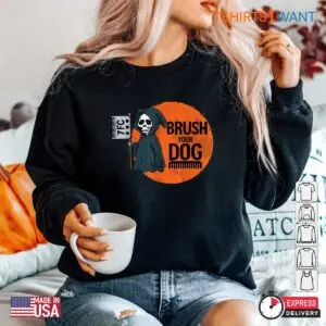 Dog Grooming Halloween: Dog Groomer Brush Your Dog Reaper Halloween Shirt 7 Dog Grooming Halloween Reaper Brush Costume 4 1.jpg
