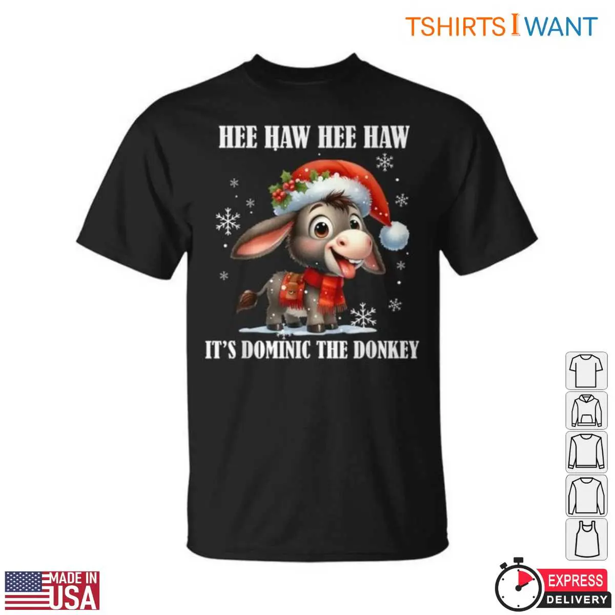 Dominic The Christmas Donkey T-Shirt - Hee Haw Holiday Graphic Tee 12 Dominic The Christmas Donkey T-Shirt Front View