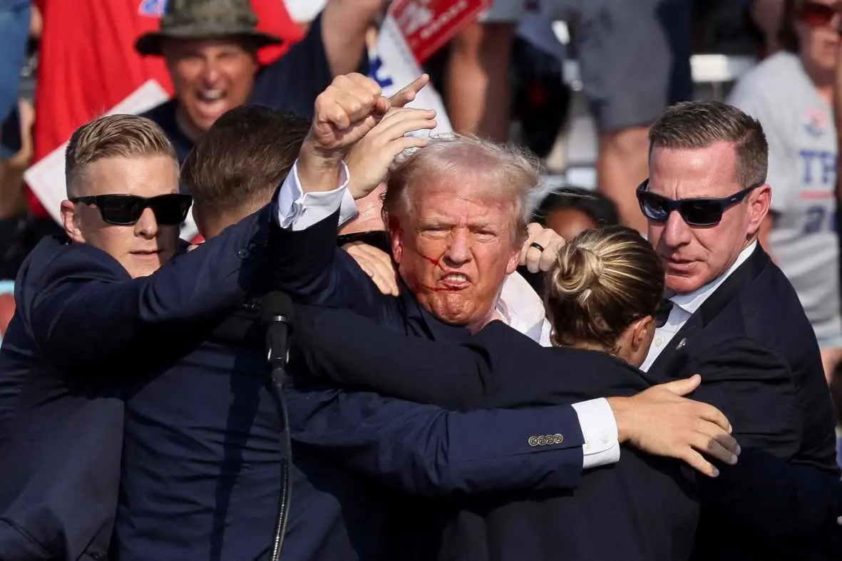 Donald Trump Fighting with Blood Bleeding from His Face Donald Trump Fighting with Blood Bleeding from His Face