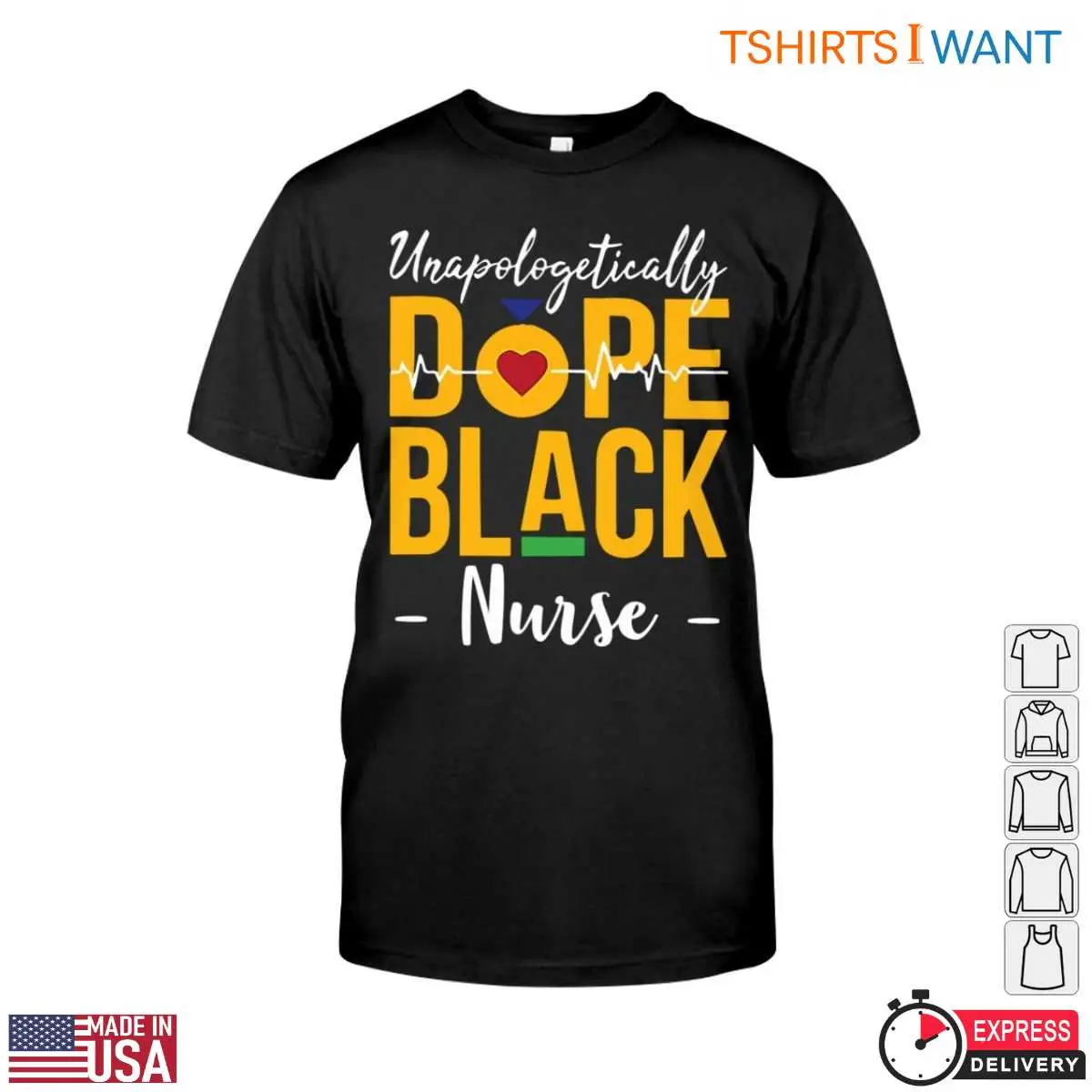 Dope Black Nurse T-Shirt - Unapologetic Heartbeat & Colorful Graphic for Healthcare Professionals 1 Dope Black Nurse Heartbeat Tee 1 1.jpg