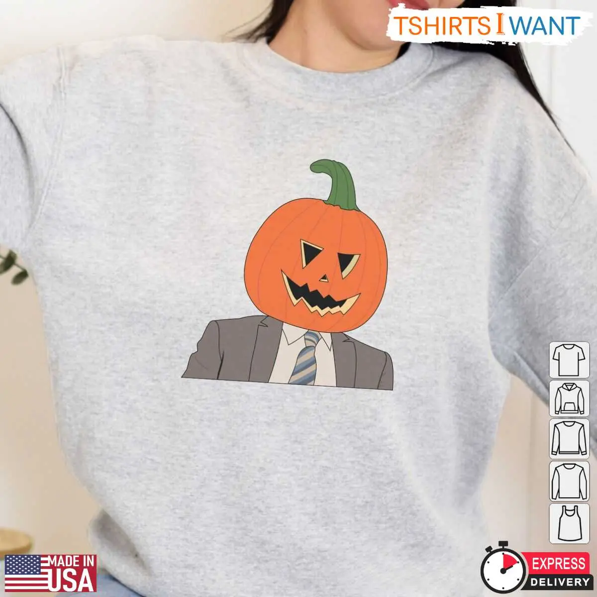 Dwight Halloween Pumpkin Head Sweatshirt Funny Office Themed Crewneck for Halloween Fans 3 1 1.jpg