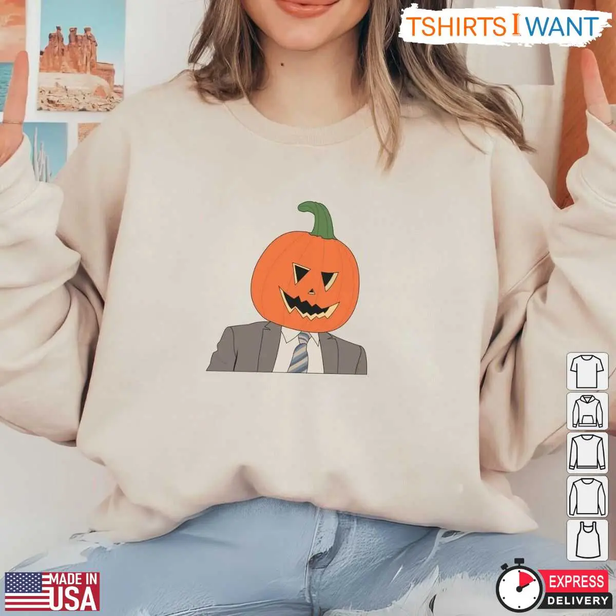 Dwight Halloween Pumpkin Head Sweatshirt Funny Office Themed Crewneck for Halloween Fans 4 1 1.jpg