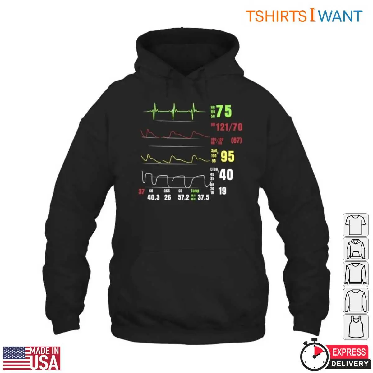 EKG Heart Rate Monitor T-Shirt - Medical Vital Signs Heartbeat Nurse Doctor Gift 13 EKG Heart Rate T-Shirt Detail