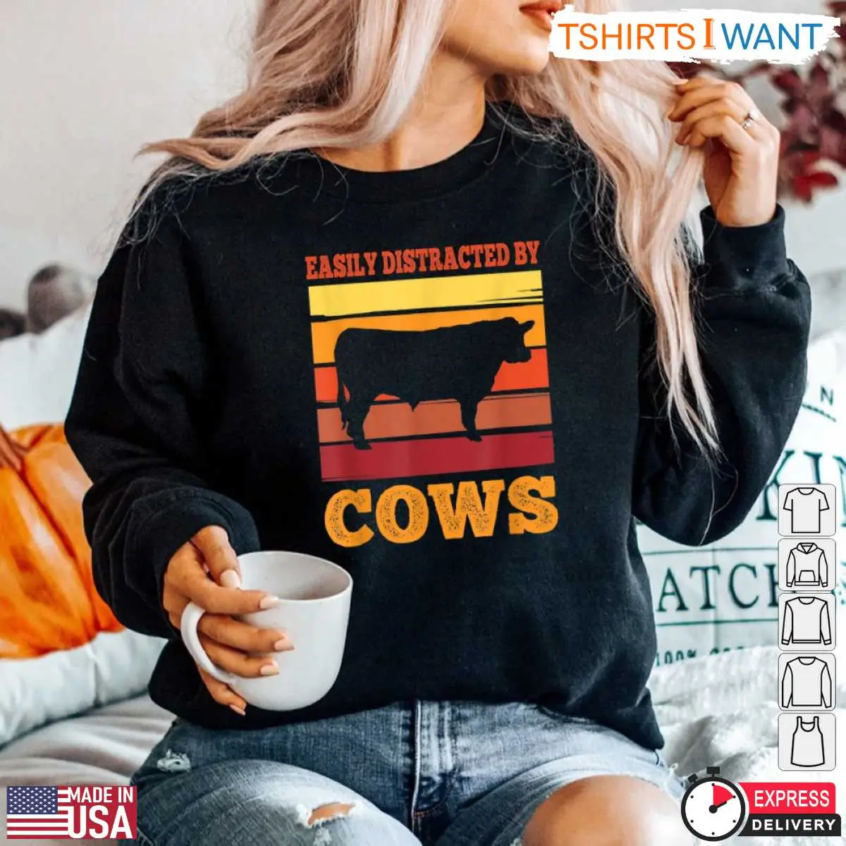 Easily Distracted By Cows Retro Farm Animal T Shirt 4 1.jpg