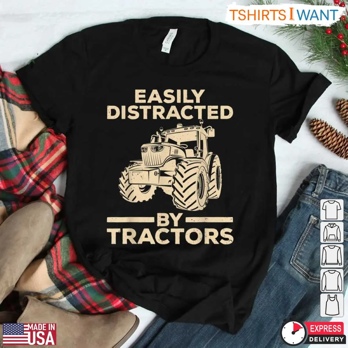 Easily Distracted By Tractors Funny Farming T Shirt 1 1.jpg