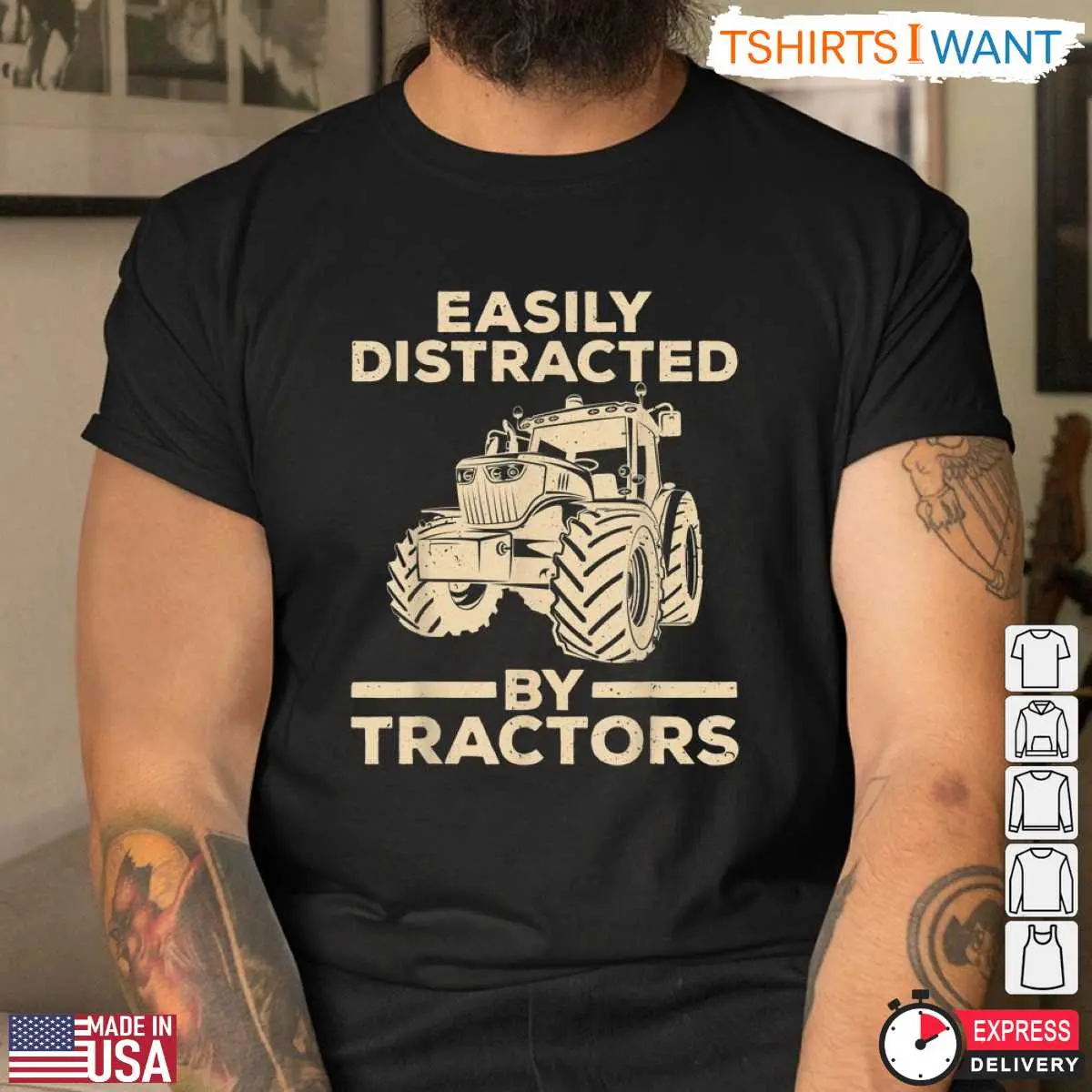 Easily Distracted By Tractors Funny Farming T Shirt 2 1.jpg