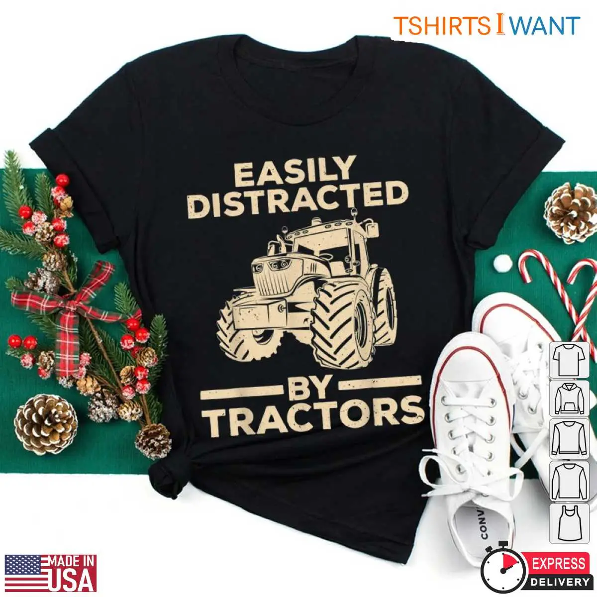 Easily Distracted By Tractors Funny Farming T Shirt 4 1.jpg