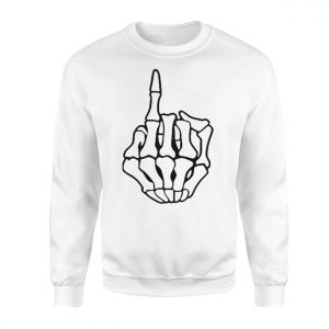 Edgy Graphic T Shirt E28093 Skeleton Middle Finger Skull Design Tee 3.jpg