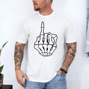 Edgy Graphic T Shirt E28093 Skeleton Middle Finger Skull Design Tee 4.jpg