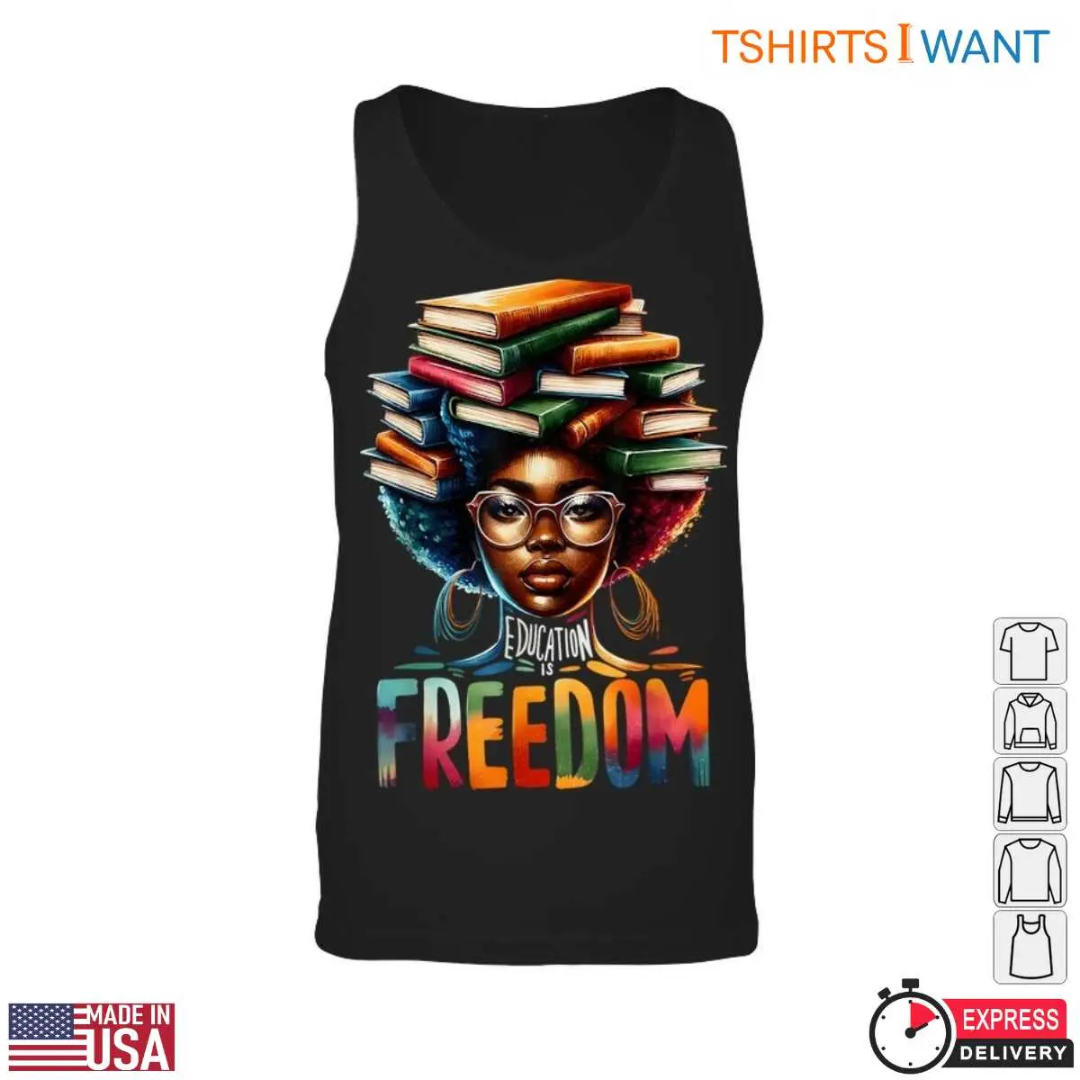 Education Is Freedom with Books on Head Inspirational Teacher T Shirt 3 1.jpg