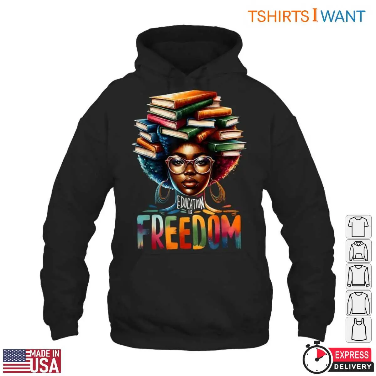 Education Is Freedom with Books on Head Inspirational Teacher T Shirt 4 1.jpg