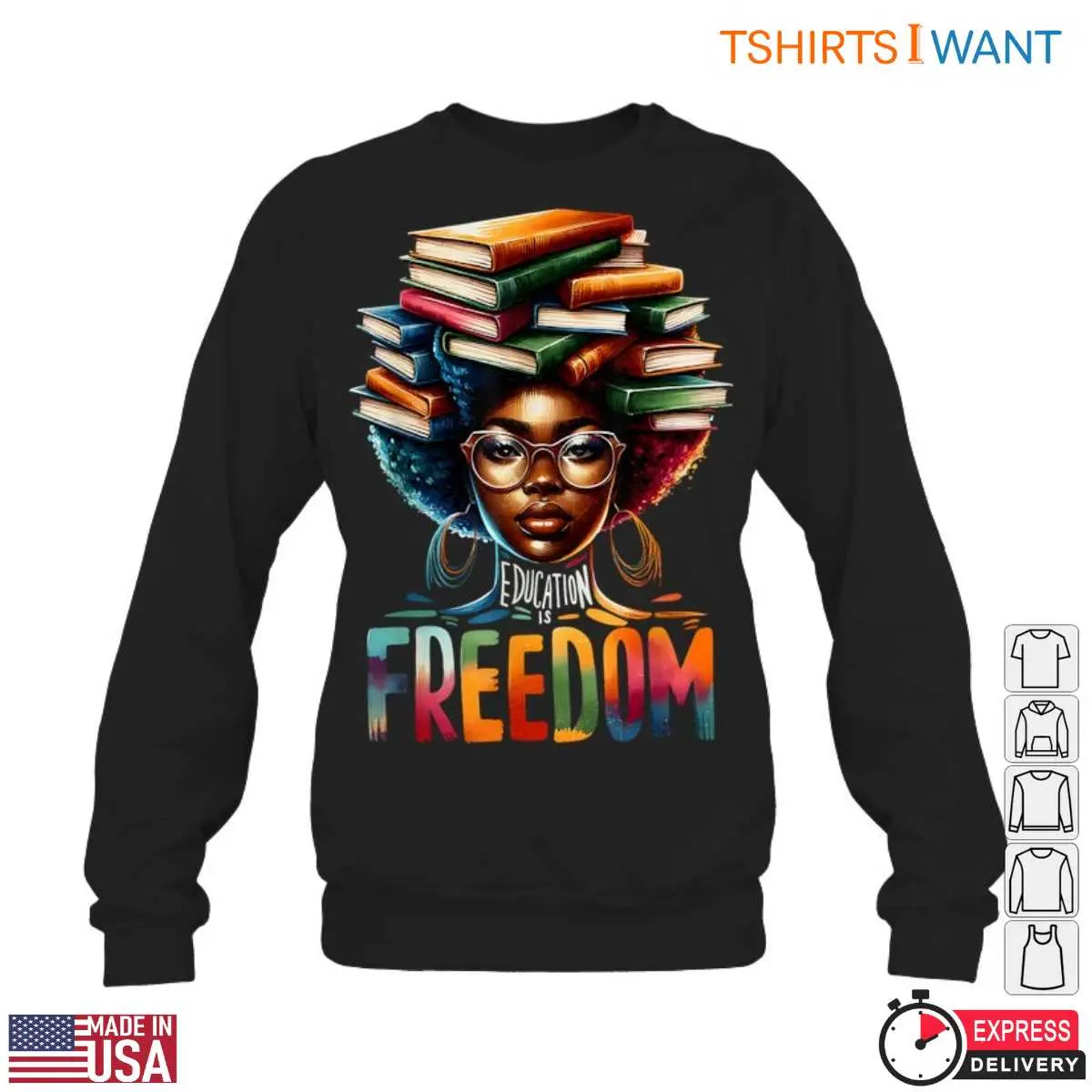Education Is Freedom with Books on Head Inspirational Teacher T Shirt 6 1.jpg