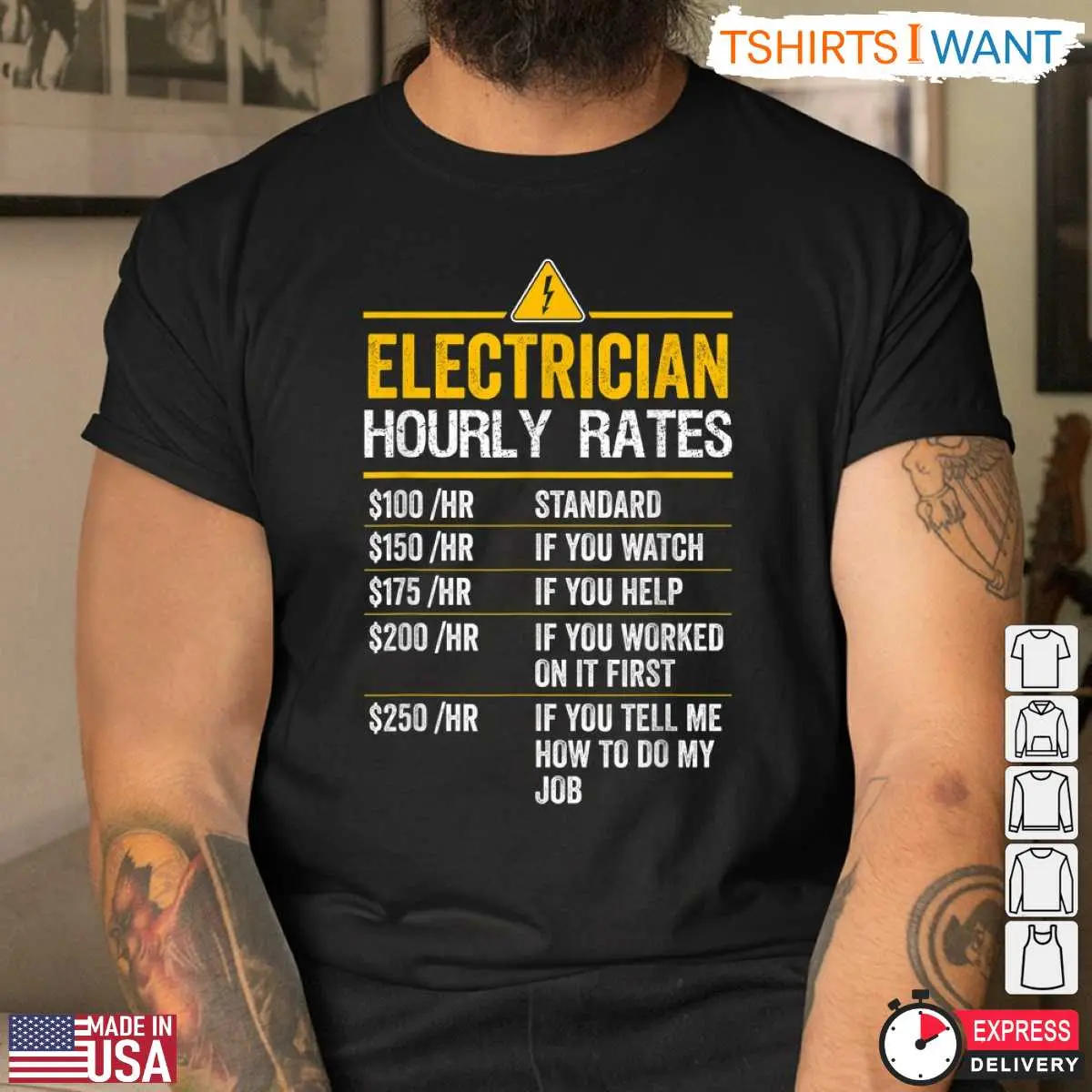 Electrician Hourly Rates Funny Work T-Shirt 9 Electrician Hourly Rates Funny Work T-Shirt Detail