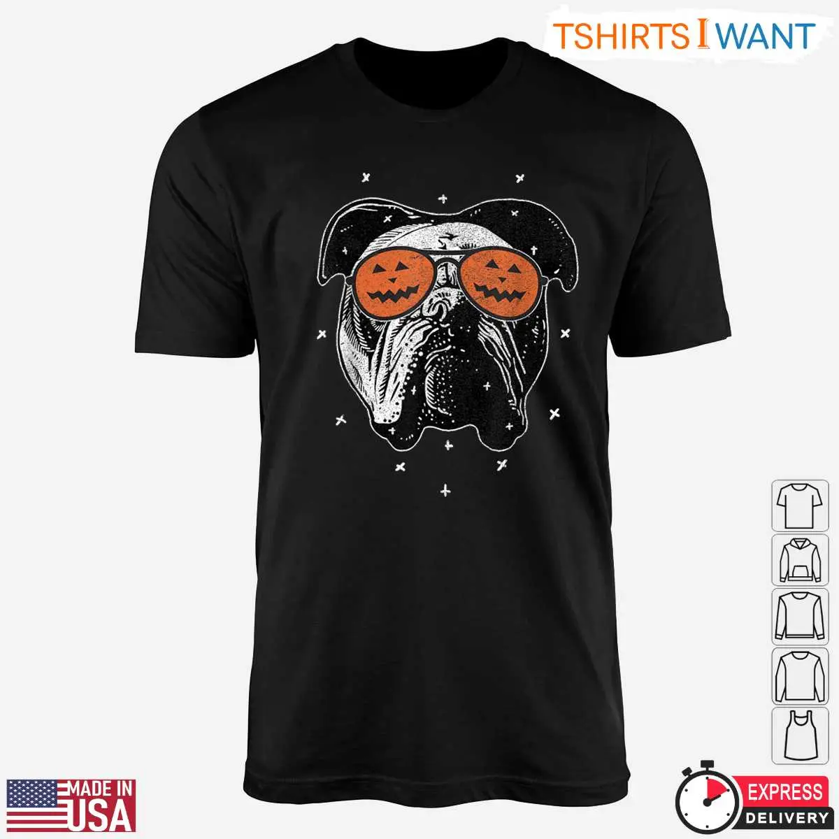 English Bulldog Halloween T Shirt Funny Bulldog with Pumpkin Sunglasses Graphic Tee 1 1 1.jpg