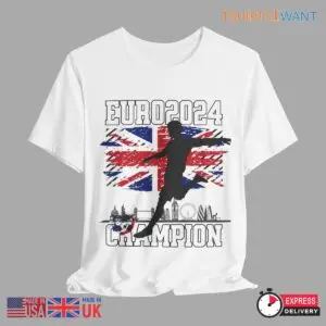 Euro 2024 England Champion White T-Shirt with British Flag Background 6 Euro 2024 England Champion White Tee with British Flag 2 1 1.jpg