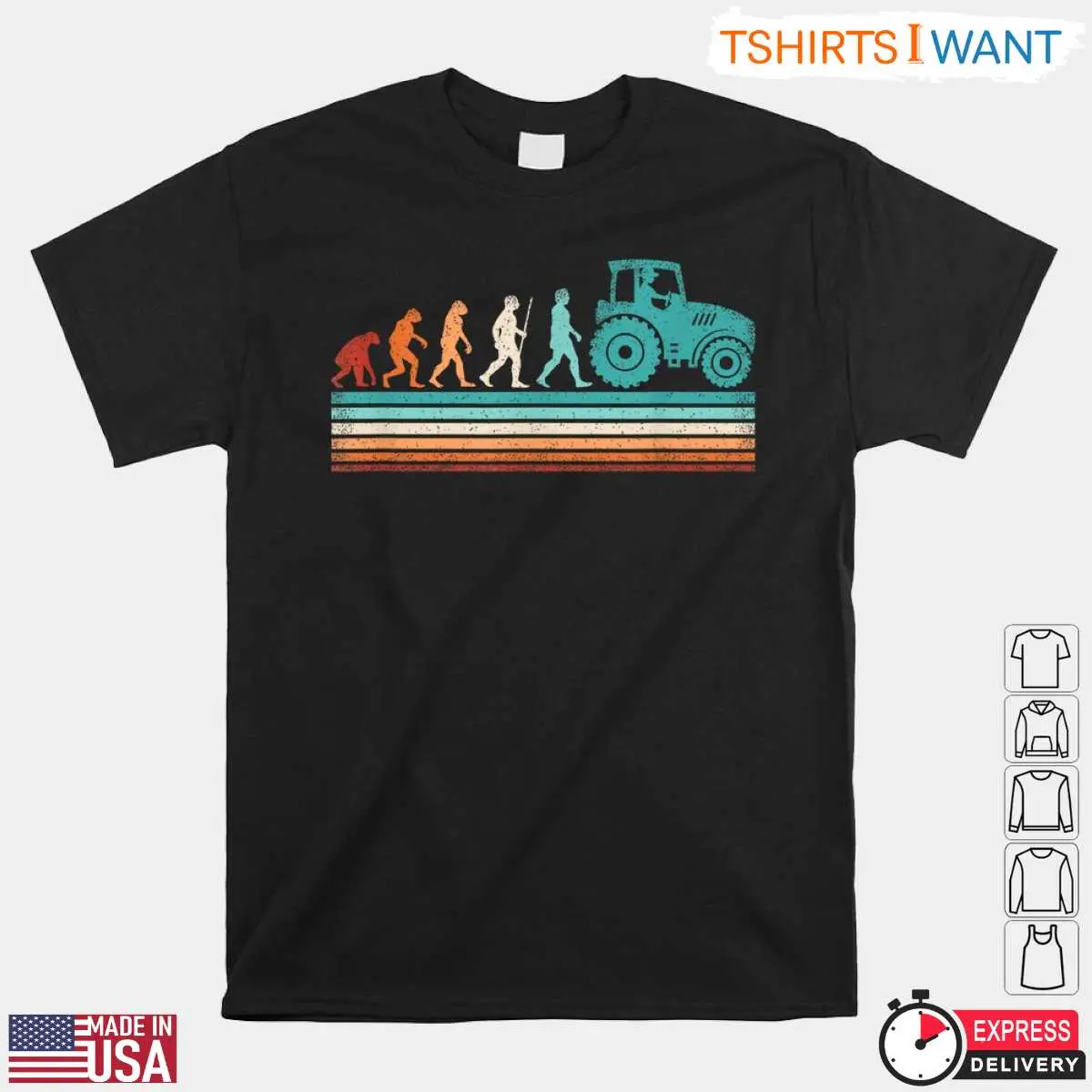 Evolution Of Tractor Retro Farming T-Shirt 10 Evolution Of Tractor Retro Farming T-Shirt Front View