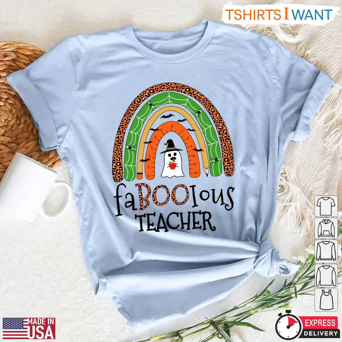 Fabolous Halloween Costume T Shirt FaBOOlous Teacher Ghost and Rainbow Graphic Tee 2 1 1.jpg