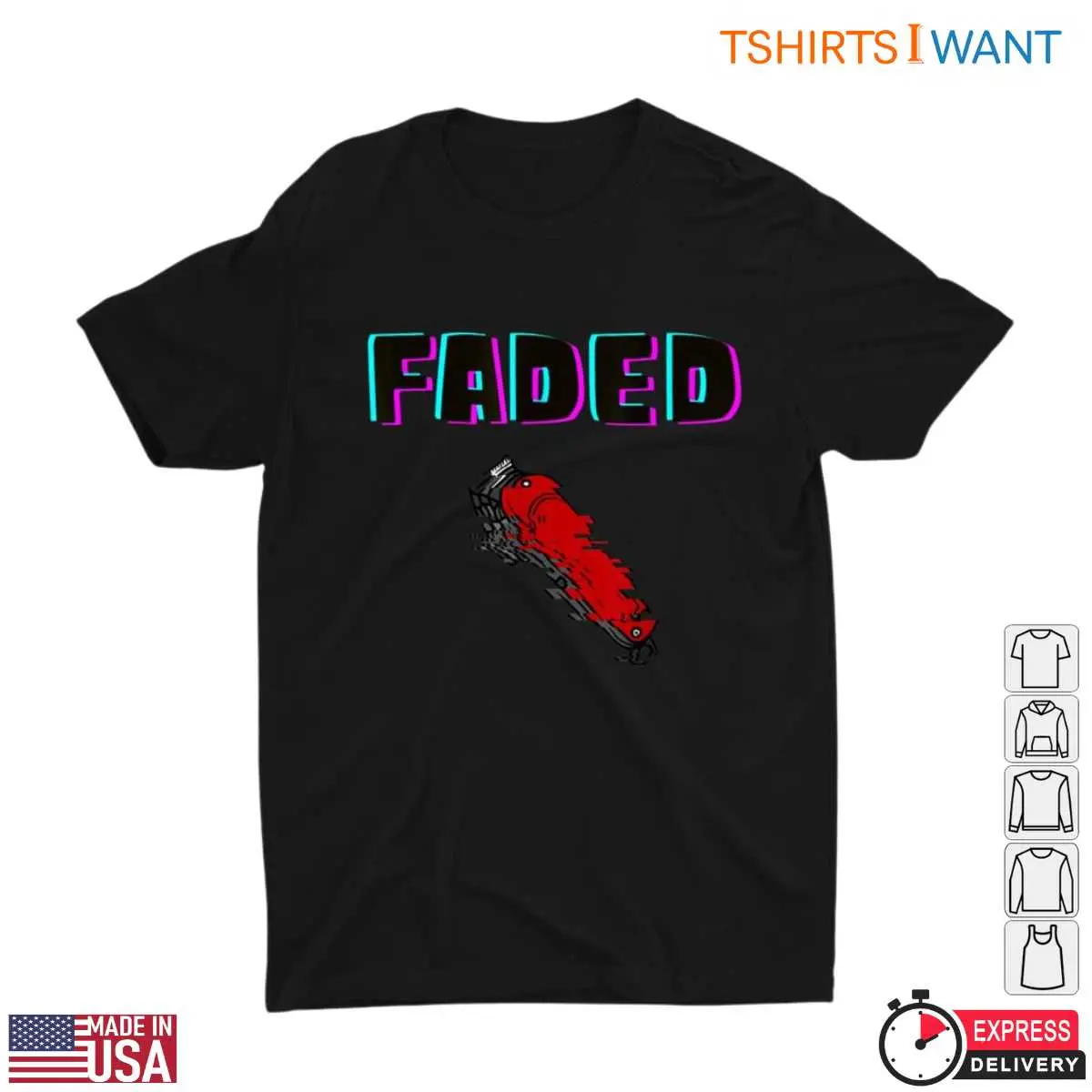 Faded Barber Clipper Funny Barber T-Shirt 8 Faded Barber Clipper T-Shirt Front View