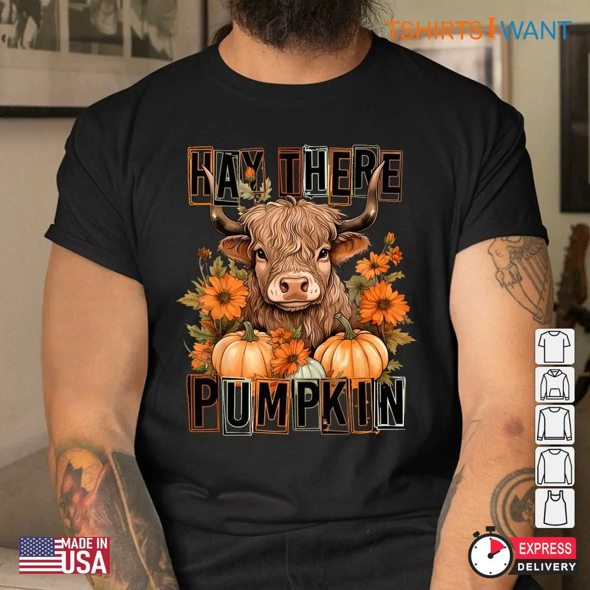 Fall Halloween Pumpkin Hey There Highland Cow Tee 4 1.jpg