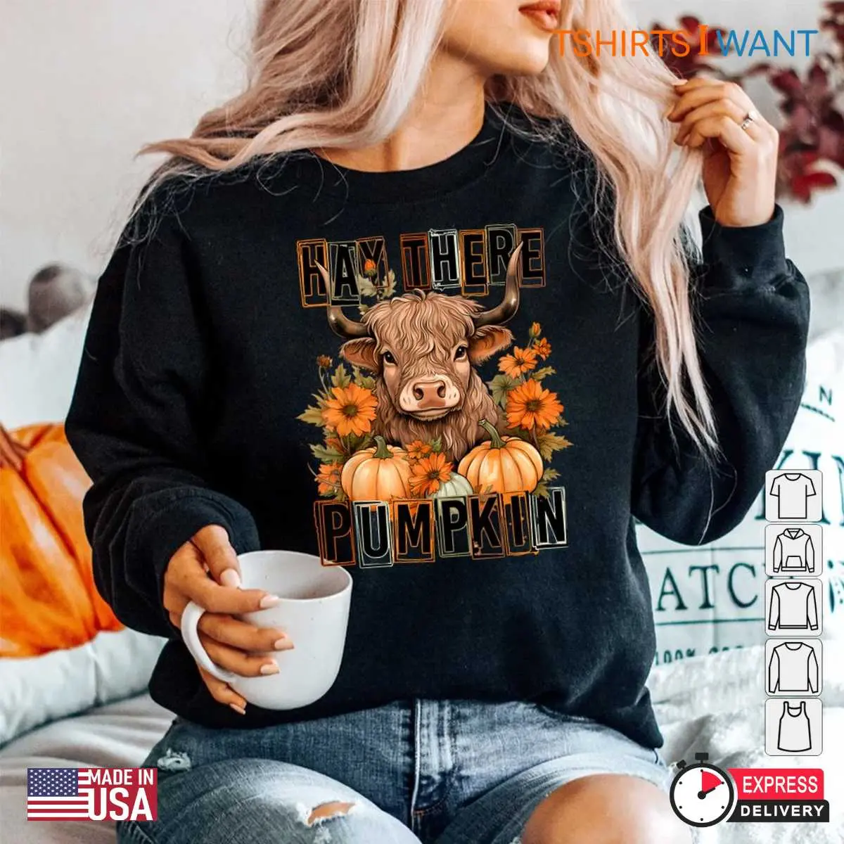 Fall Halloween Pumpkin Hey There Highland Cow Tee 5 1.jpg
