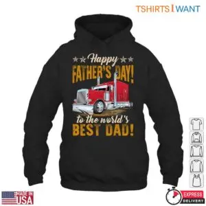 Father's Day Trucking Gift Tee - World's Best Dad With Red Truck Graphic 9 Fathers Day Trucking Gift Tee 4 1.jpg
