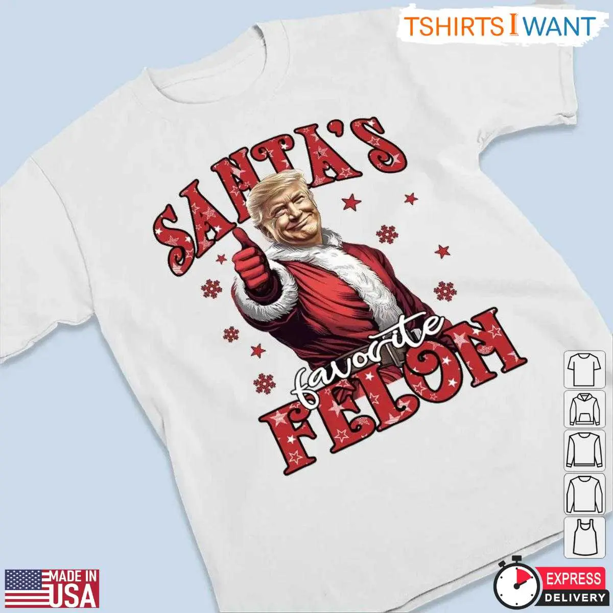 Felon Trump Christmas T-Shirt – Santa's Favorite Funny Holiday Political Tee 7 Felon Trump Christmas T-Shirt Detail