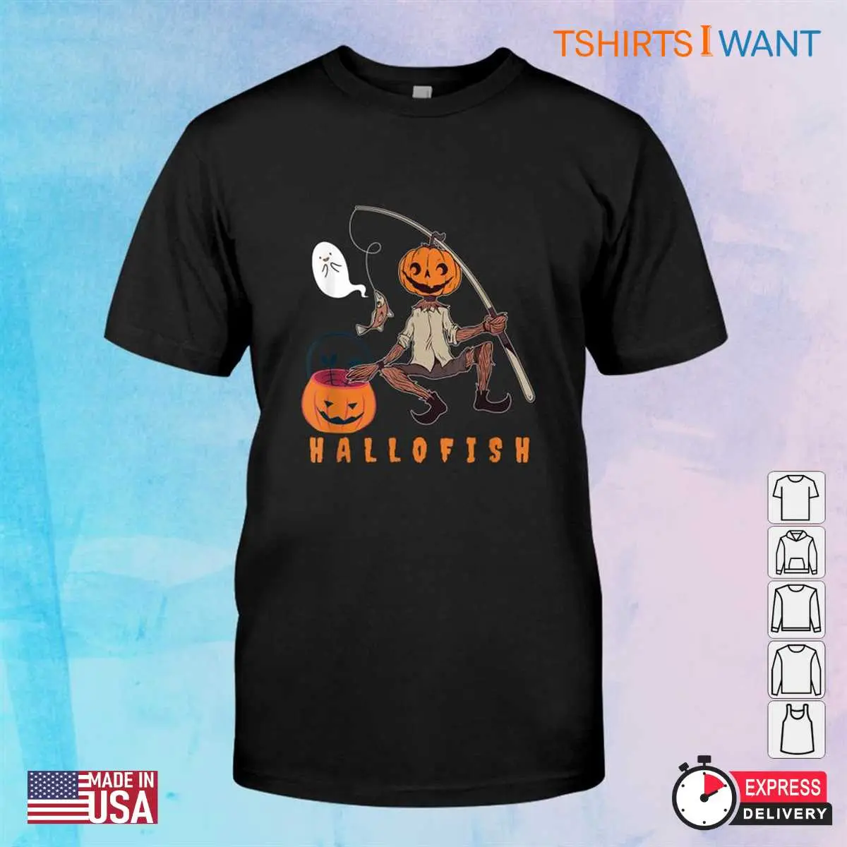 Fishing Halloween: Pumpkin Fisherman Fishing Rod Angler Halloween Shirt 8 fishing Halloween