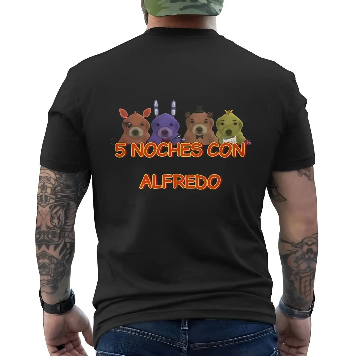 Five Nights Parody T shirt E28093 5 Noches Con Alfredo Cute Dog Mashup Tee 6.jpg