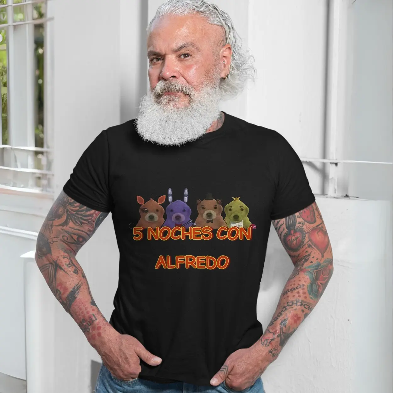 Five Nights Parody T shirt E28093 5 Noches Con Alfredo Cute Dog Mashup Tee 7.jpg