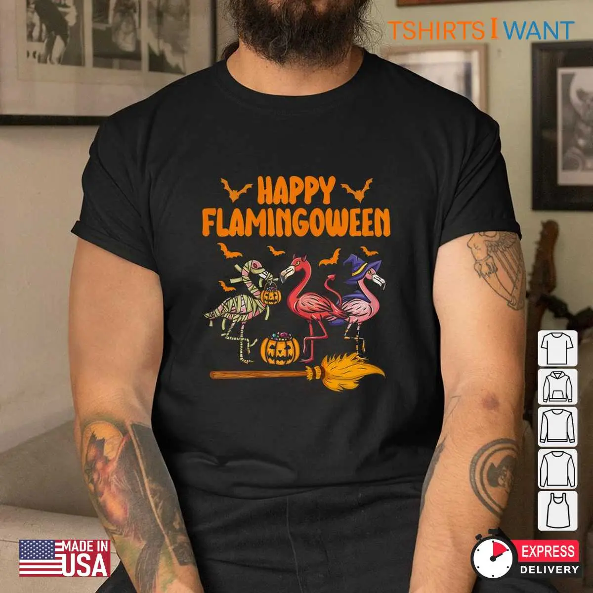 Flamingo Halloween Shirt Flamingoween Witch Tee 5 1.jpg
