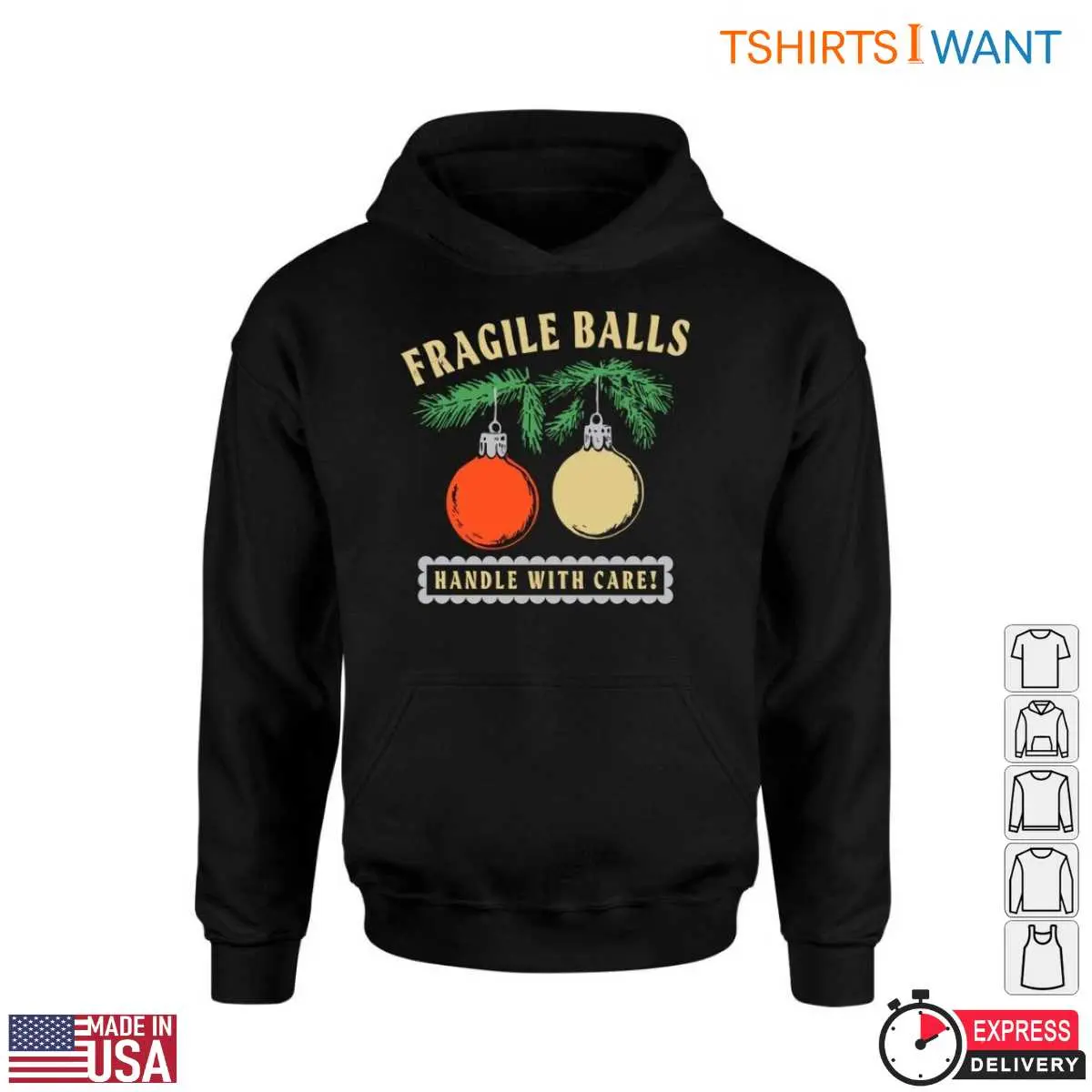Fragile Ball T-Shirt – Handle With Care Christmas Humor Tee 11 Fragile Ball Christmas T-Shirt Model View