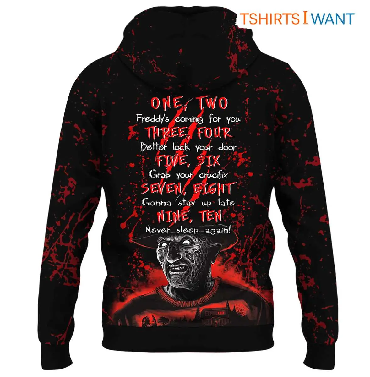 Freddy Krueger Hoodie Don't Fall Asleep Horror Movie Fan All Over Printed Apparel 9 Freddy Krueger Hoodie Back View