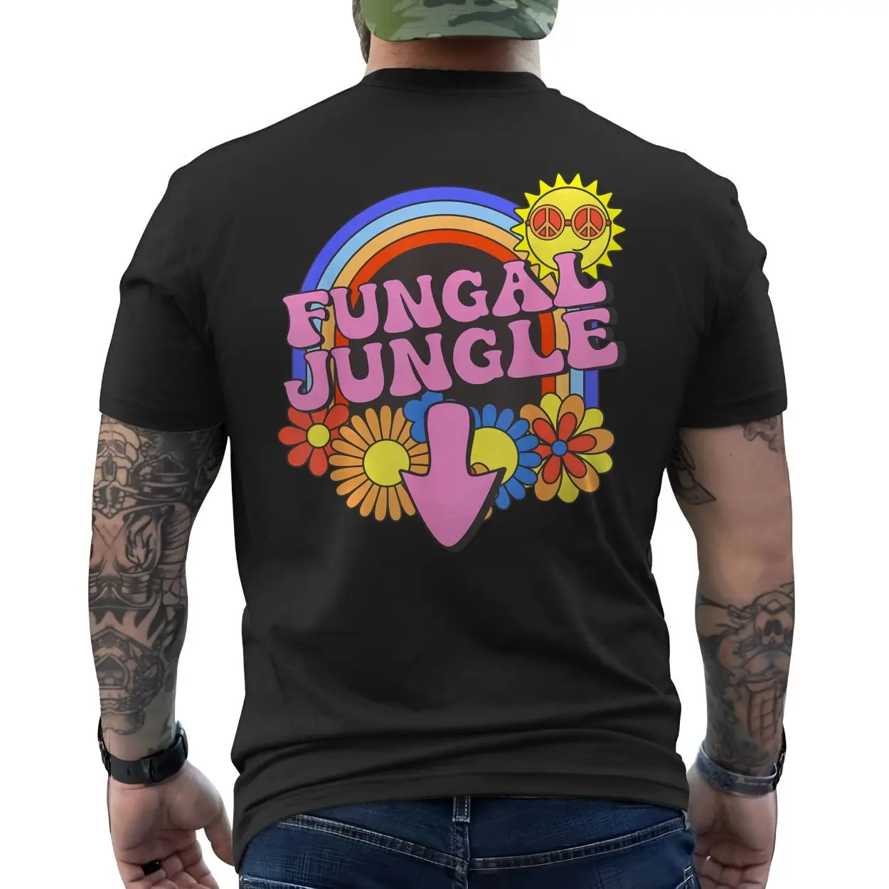 Fungal Jungle T shirt E28093 Retro Hippie Rainbow Flower Power Psychedelic Tee 6.jpg