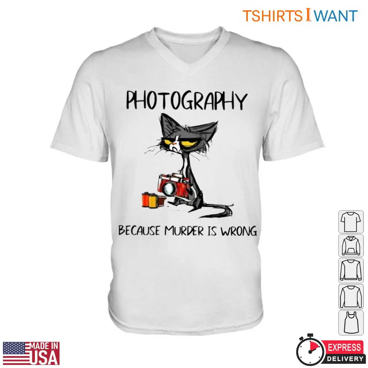 Funny Cat Photography Humorous Camera Lover Cat T-Shirt 13 Funny Cat Photography T-Shirt Detail