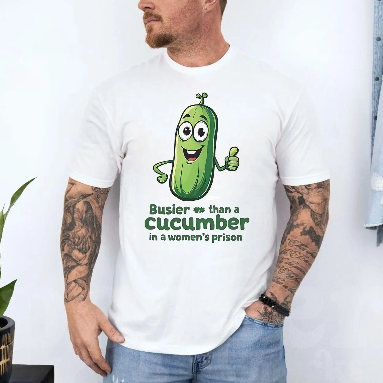 Funny Cucumber T Shirt Busier Than a Cucumber Adult Humor Tee 4 1.jpg