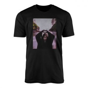 Funny Ghostface T Shirt E28093 Horror Beach Scene Heart Hands Meme Tee 1.jpg