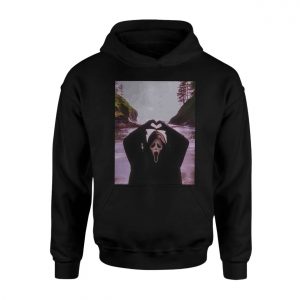 Funny Ghostface T Shirt E28093 Horror Beach Scene Heart Hands Meme Tee 2.jpg