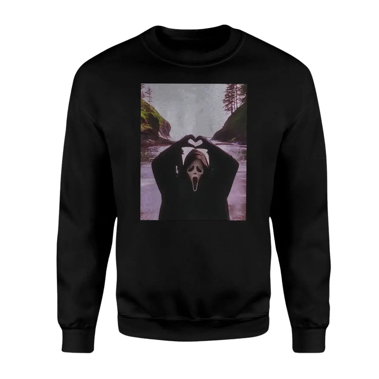 Funny Ghostface T Shirt E28093 Horror Beach Scene Heart Hands Meme Tee 3.jpg