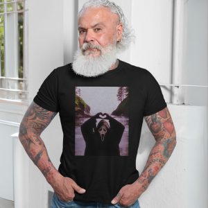 Funny Ghostface T Shirt E28093 Horror Beach Scene Heart Hands Meme Tee 7.jpg