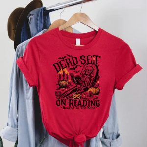 Funny Halloween Skeleton Reading T Shirt – Booked to the Bone 4