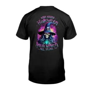 Funny Witch Skull Halloween Tee