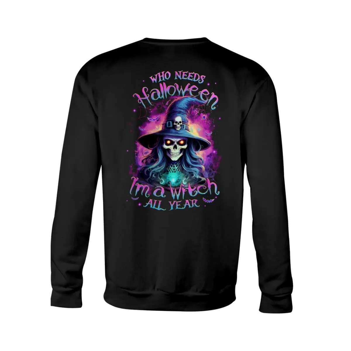 Funny Witch Skull Halloween Long Sleeve Tee
